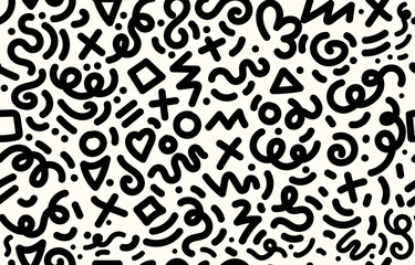 memphis geometric seamless pattern background in black color concept