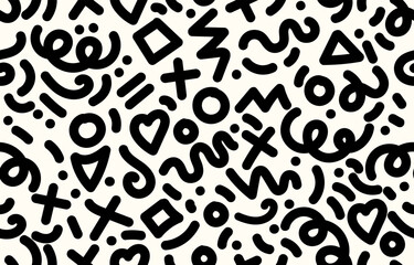 memphis geometric seamless pattern background in black color concept