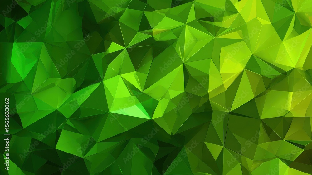 Poster abstract background of triangular patterns in green colors. low poly wallpaper