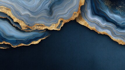 Wedding invitation cards with Luxury gold and indigo navy marble texture background and Abstract ocean style vector design template, no logos, no brands