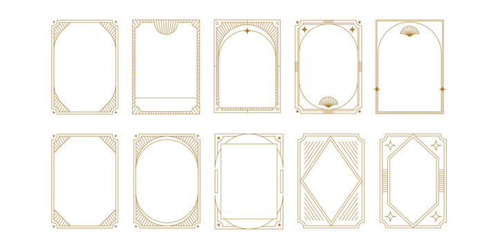 Naklejki elegant art deco frame collection with gold color, luxury frame collection