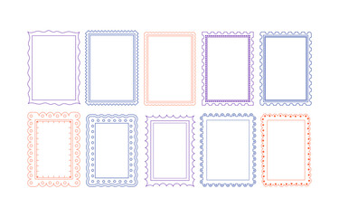 Trendy border collection with geometric patterns and curved shapes.