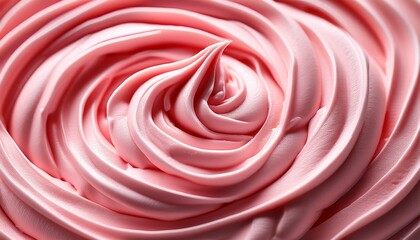 A close-up of creamy, whipped strawberry buttercream frosting, highlighting its smooth texture, soft swirls, and pastel pink color, perfect for cake decoration or baking-related content. AI