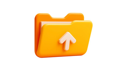 3D download folder icon with arrow inside, minimal modern theme, isolated on white, PNG