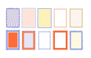 Trendy border collection with geometric patterns and curved shapes.