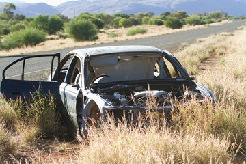 old vehicle in desert