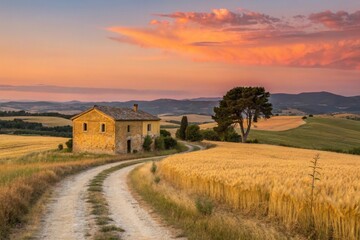 Fototapeta premium sunset over the countryside