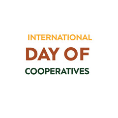 International Day of Cooperatives Typography in Orange, Brown, and Green on White Background