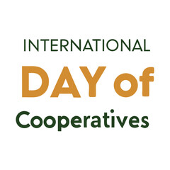 International Day of Cooperatives Typography Design in Green and Orange on White Background