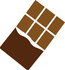 Unwrapped Chocolate Bar Icon with Six Segments in Flat Vector Style