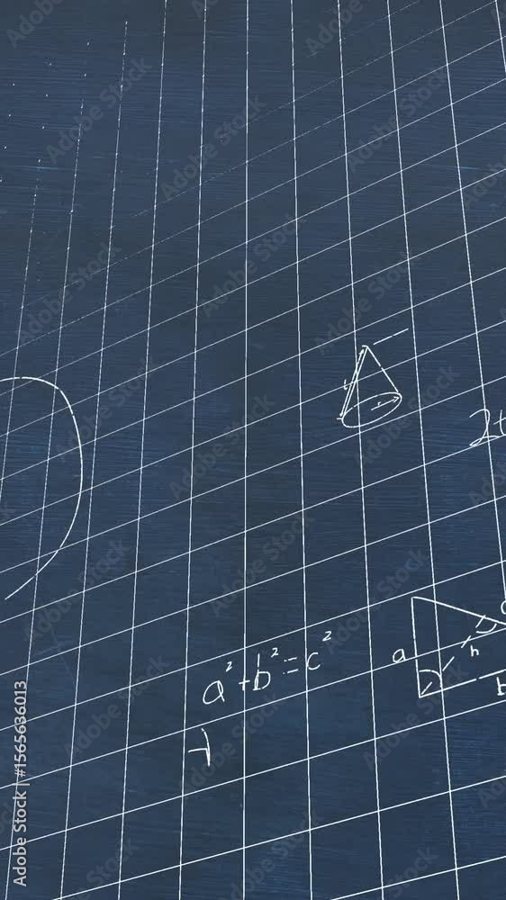 Aufkleber mathematical calculations in chalk floating over a chalkboard background 4k