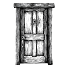 Vintage Wooden Door Vector in Unique Architectural Style