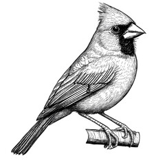 Detailed Illustration of Cardinal Bird Artistic Style, vector illustration, engraving design.