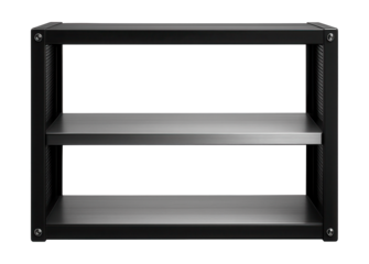 Metal tabletop shelf with an industrial design, ideal for organizing tools in a garage workbench.