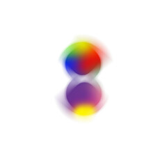 Dual neon rainbow glow dots with halftone texture on transparent background, abstract vibrant art PNG