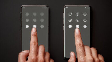 Close-ups of hands adjusting accessibility settings on devices.