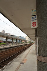 railway station with trains in taiwan