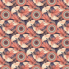 Pattern of leaves and ornaments