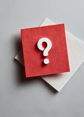 Question mark on a red paper