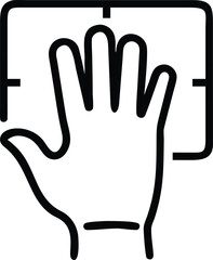 Obraz premium Hand touching screen icon in simple black line format design