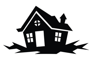 collapsing haunted shack vector icon