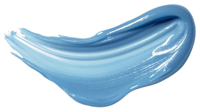Glycolic acid gel swipe, transparent bluish color, high shine, close-up macro, PNG