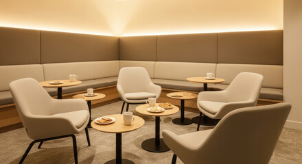 Cozy Lounge Area with Tables and Chairs - Photo