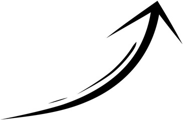 Black curved arrow icon isolated on transparent background