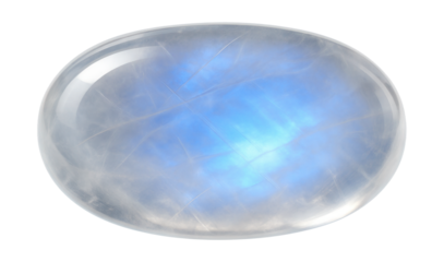 Iridescent moonstone with blue schiller effect on a clear body