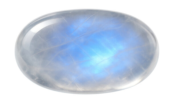 Iridescent moonstone with blue schiller effect on a clear body