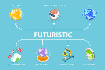 3D Isometric Flat Vector Illustration of Chatbot and Digital Assistant, Futuristic Concept