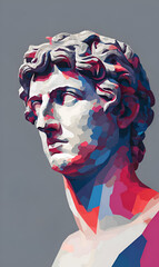 Apollo Statue in a Bold Colorful Style