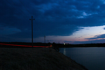 A road with lights and a road