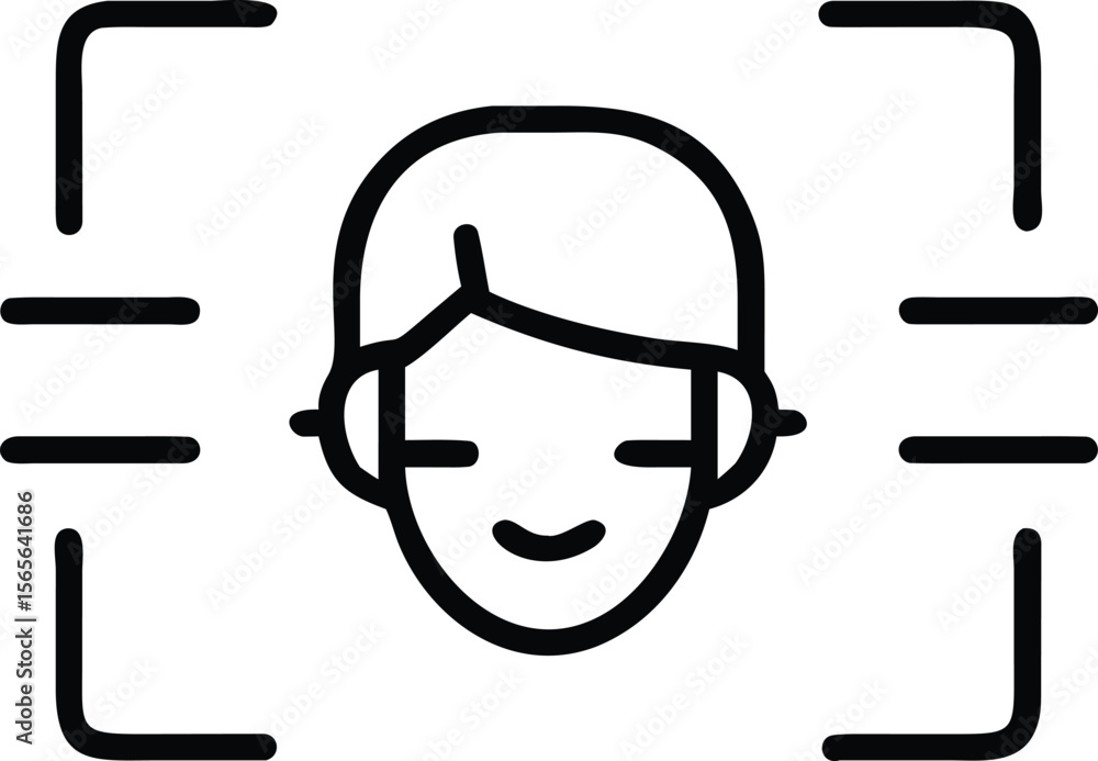 Aufkleber human face recognition icon illustration for security systems and user interface design