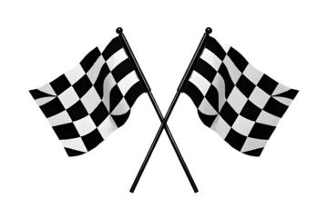 Two Crossed Checkered Racing Flags on Transparent Background