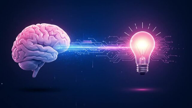 Brain power and ideas concept illustration for creative mind and innovation with lightbulb image