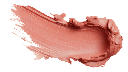 Peach-toned blush smear with soft satin glow, cosmetic texture only, PNG format