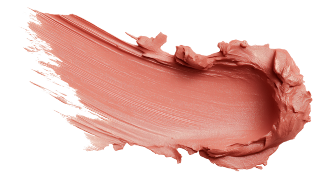 Peach-toned blush smear with soft satin glow, cosmetic texture only, PNG format