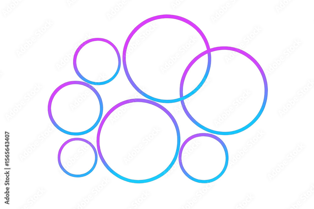 Aufkleber Vibrant overlapping circles creating dynamic geometric abstract pattern, representing modern design concept on transparent backdrop