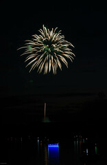 Fireworks explode over Lake Hartwell in Clemson, SC at the annual Fourth of July event in 2025. 