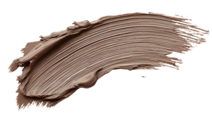 Smudge of brow pomade with creamy texture and angled brush lines, PNG