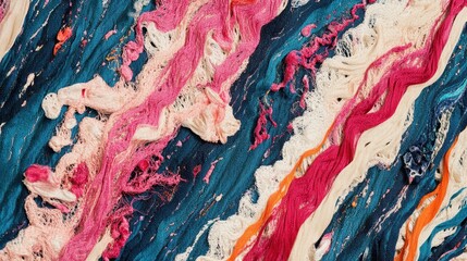 Vibrant textile design with interwoven threads.