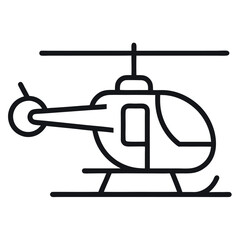 Helicopter Icon – Minimal Flat Line Vector Illustration – Clean Aviation Symbol for Air Transport, Emergency Services, Rescue Graphics, Military Design, and Travel or Navigation Projects

