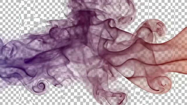Abstract smoke flowing on transparent background with color gradient