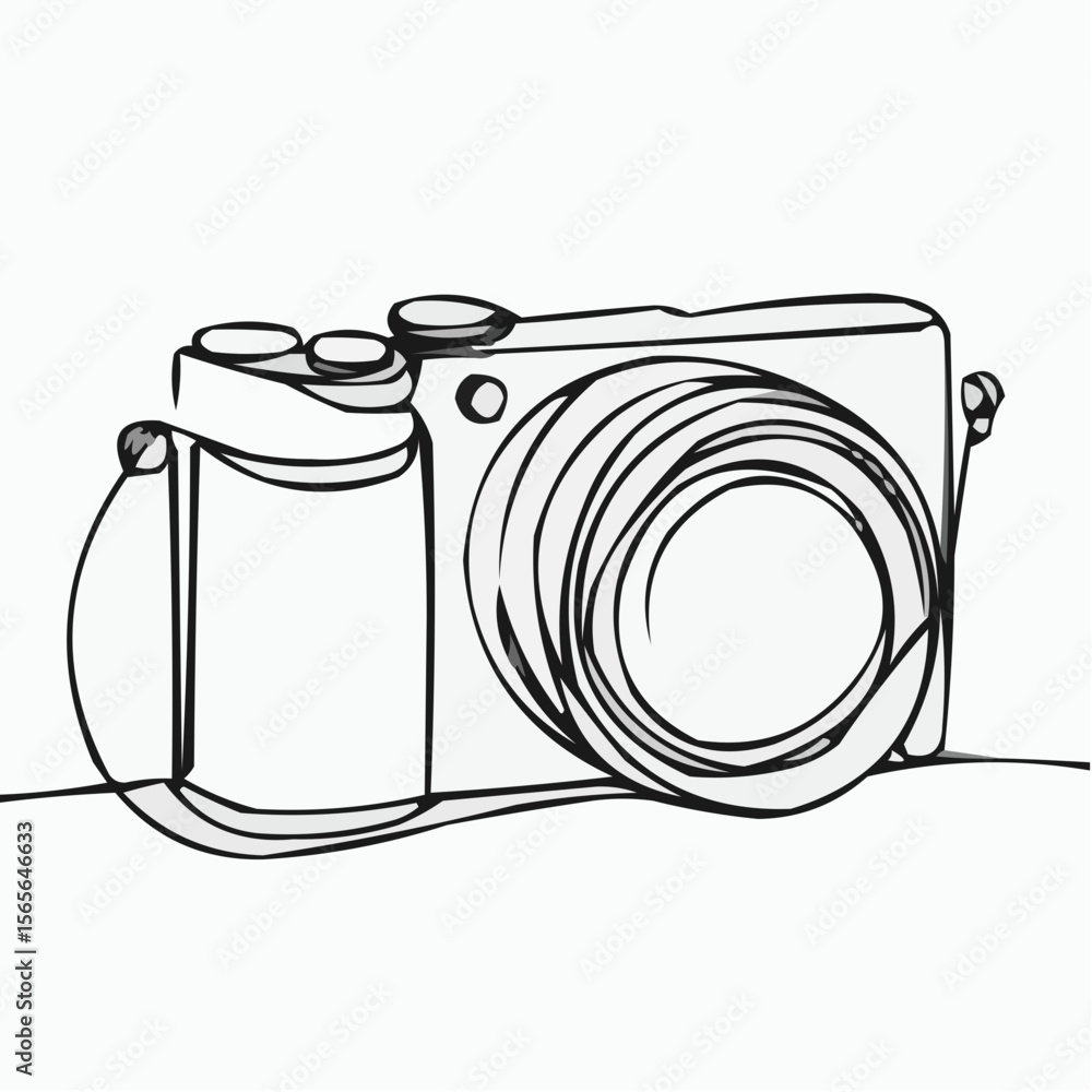 Poster outline of a camera in minimalist design for modern media production