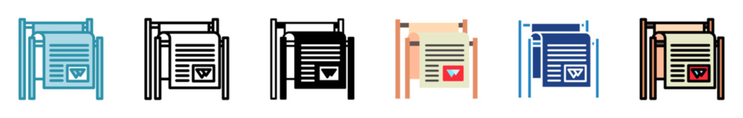 Magazine multi style, mini illustration icon set. outline, flat, glyph, line color. vector for UI, UX, app, web, digital or print. Related to journalist, broadcasting, news and media 