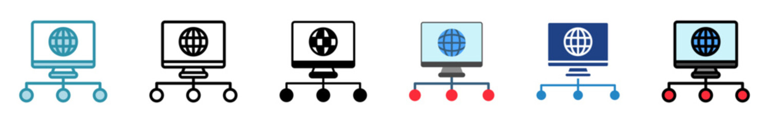 Network multi style, mini illustration icon set. outline, flat, glyph, line color. vector for UI, UX, app, web, digital or print. Related to journalist, broadcasting, news and media 