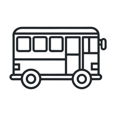 School Bus Icon – Minimal Flat Line Vector Illustration – Clean Transport Symbol for Education Graphics, Student Commute Apps, Back-to-School Designs, and Public Vehicle-Themed Projects