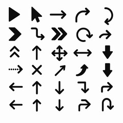 Collection of diverse arrow icons, including navigation, direction, and cursor symbols, ideal for websites, apps, and presentations, offering various styles and orientations for seamless integration