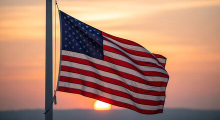 American Flag at Sunset A Symbol of Freedom and Patriotism